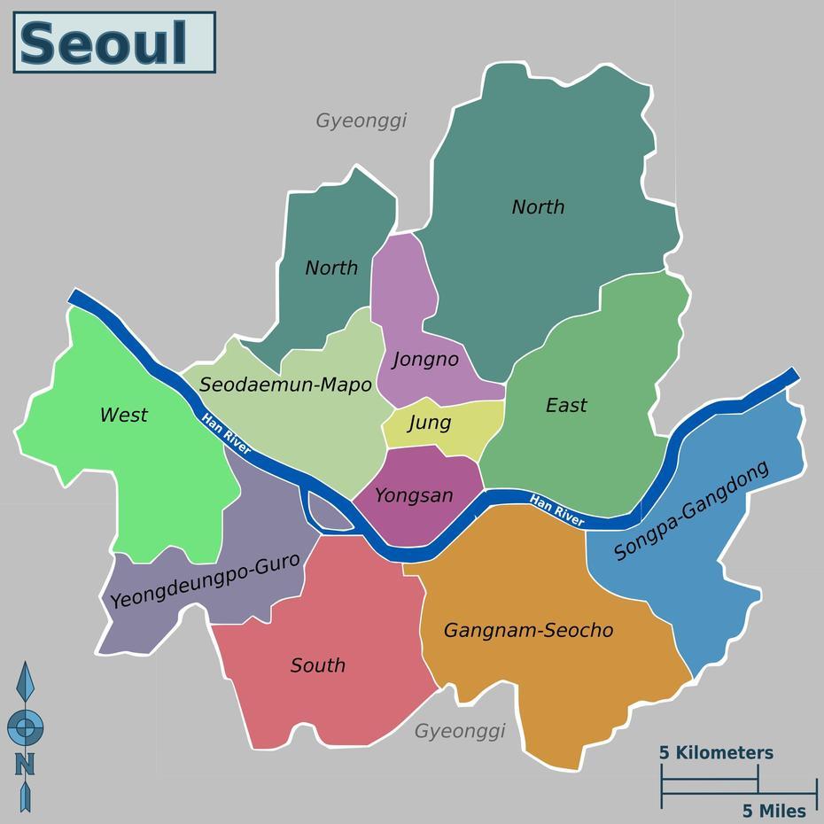 Map Of Seoul Neighborhood: Surrounding Area And Suburbs Of Seoul, Seoul, South Korea, Korea A, South Korea City