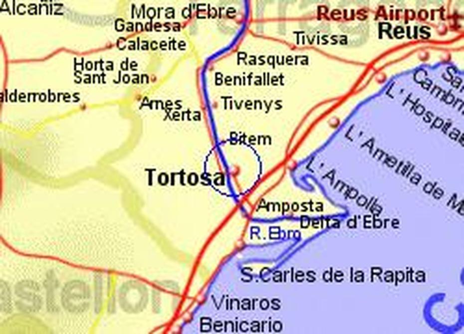 Map Of The Tortosa Area, Fully Zoomed In, Tortosa, Spain, Tortosa Castle, Tortosa Espana