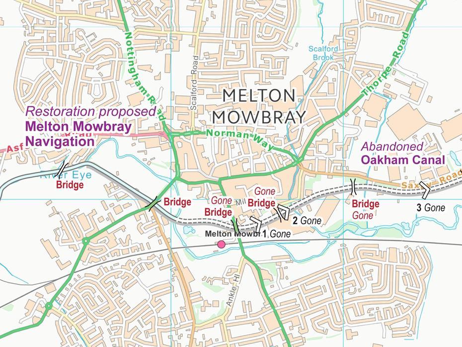 Melton Mowbray, United Kingdom, Routes, Melton Mowbray, United Kingdom