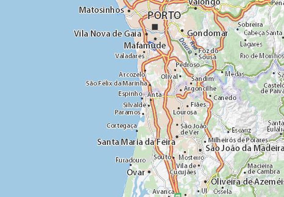 Michelin Espinho Map – Viamichelin, Espinho, Portugal, 516 Arouca Suspension Bridge Portugal, Paredes De Coura Portugal