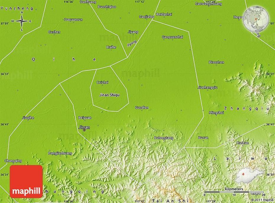 Physical Map Of Licheng, Lecheng, China, China  Simple, Eastern China