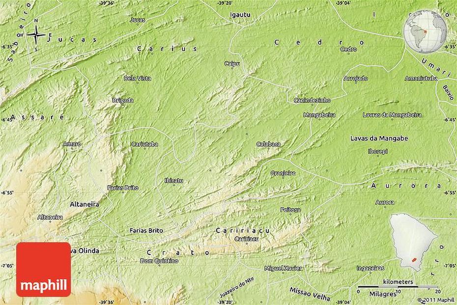 Physical Map Of Varzea Alegre, Várzea Alegre, Brazil, Rio Grande Do Sul Brazil, Salvador Brazil