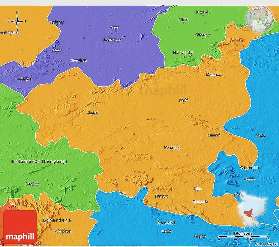 Political 3D Map Of Hazaribag, Hazāribāgh, India, Hazāribāgh, India