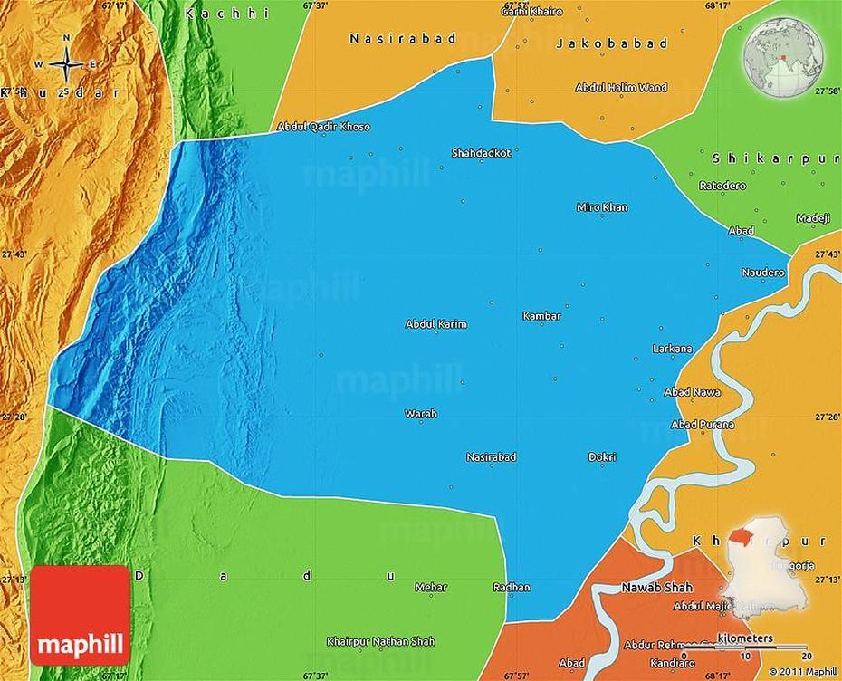 Political Map Of Larkana, Larkana, Pakistan, Larpagan, Sindh Pakistan