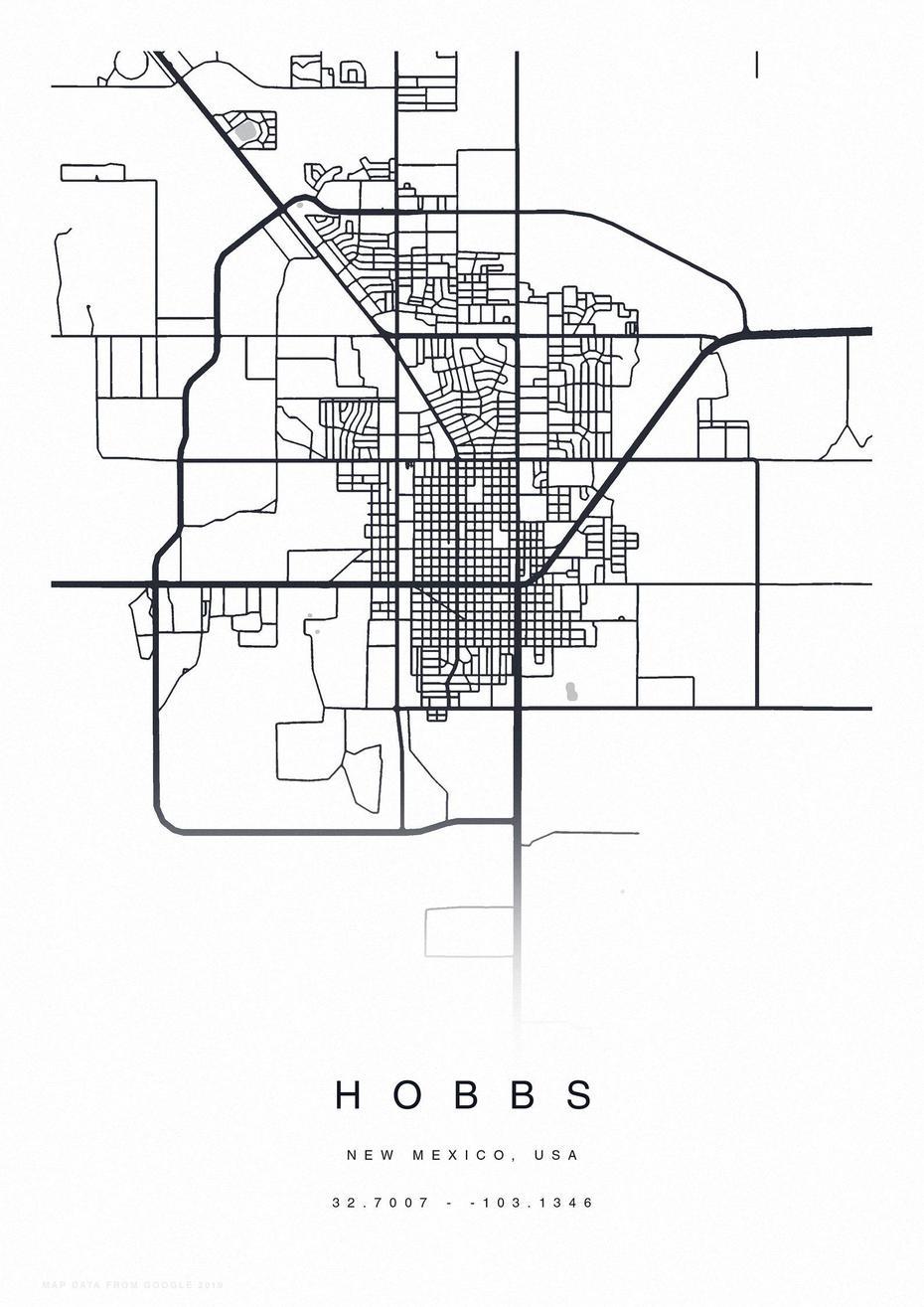 Printable Hobbs Map Print Street Map Of Hobbs Hobbs Map | Etsy, Hobbs, United States, Robin Hobb, Hobbs Weather