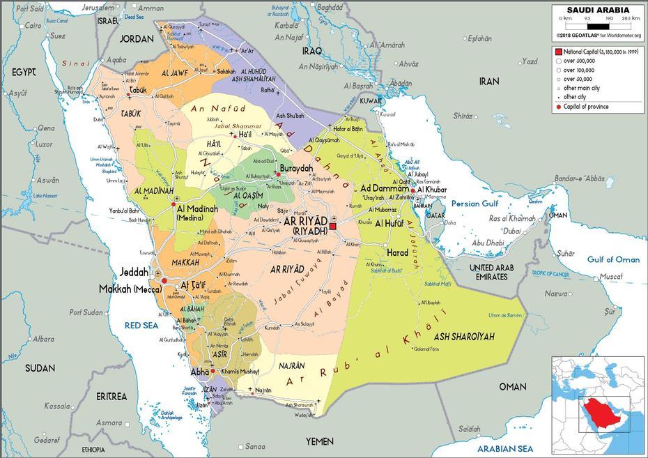 Saudi Arabia Map (Political) – Worldometer, Ḑulay‘ Rashīd, Saudi Arabia, Saudi Arabia Climate, World  Of Saudi Arabia