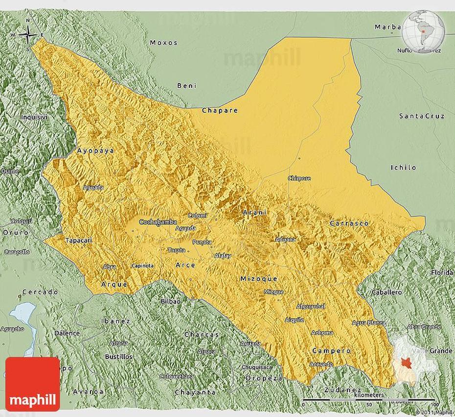 Savanna Style 3D Map Of Cochabamba, Cochabamba, Bolivia, Bolivia A, Cochabamba-Bolivia Attractions