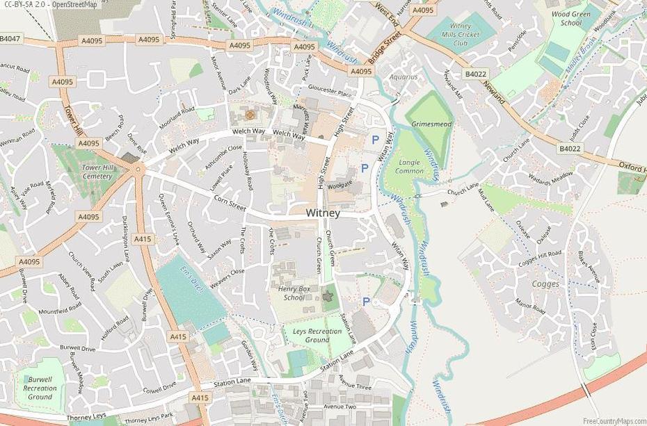 Witney Map Great Britain Latitude & Longitude: Free England Maps, Witney, United Kingdom, United Kingdom Country, Road  Of United Kingdom