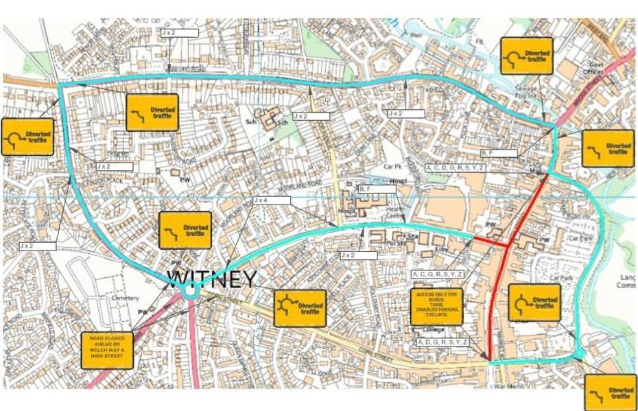 Witney Town Centre Modified Map-2, Witney, United Kingdom, Driving  Of United Kingdom, United Kingdom Cities