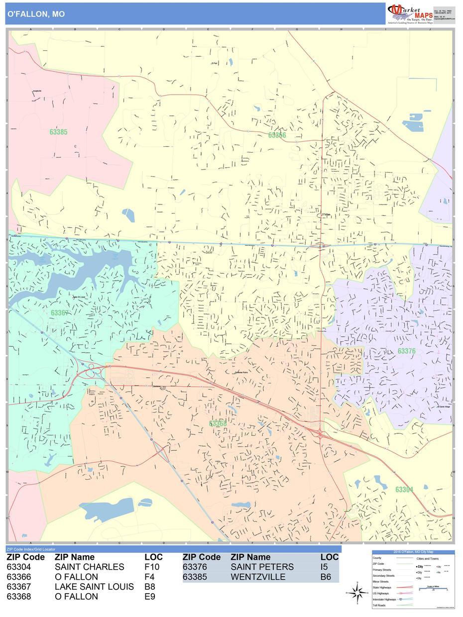 B”Ofallon Missouri Wall Map (Color Cast Style) By Marketmaps”, O’Fallon, United States, The Whole United States, United States  With States Labeled