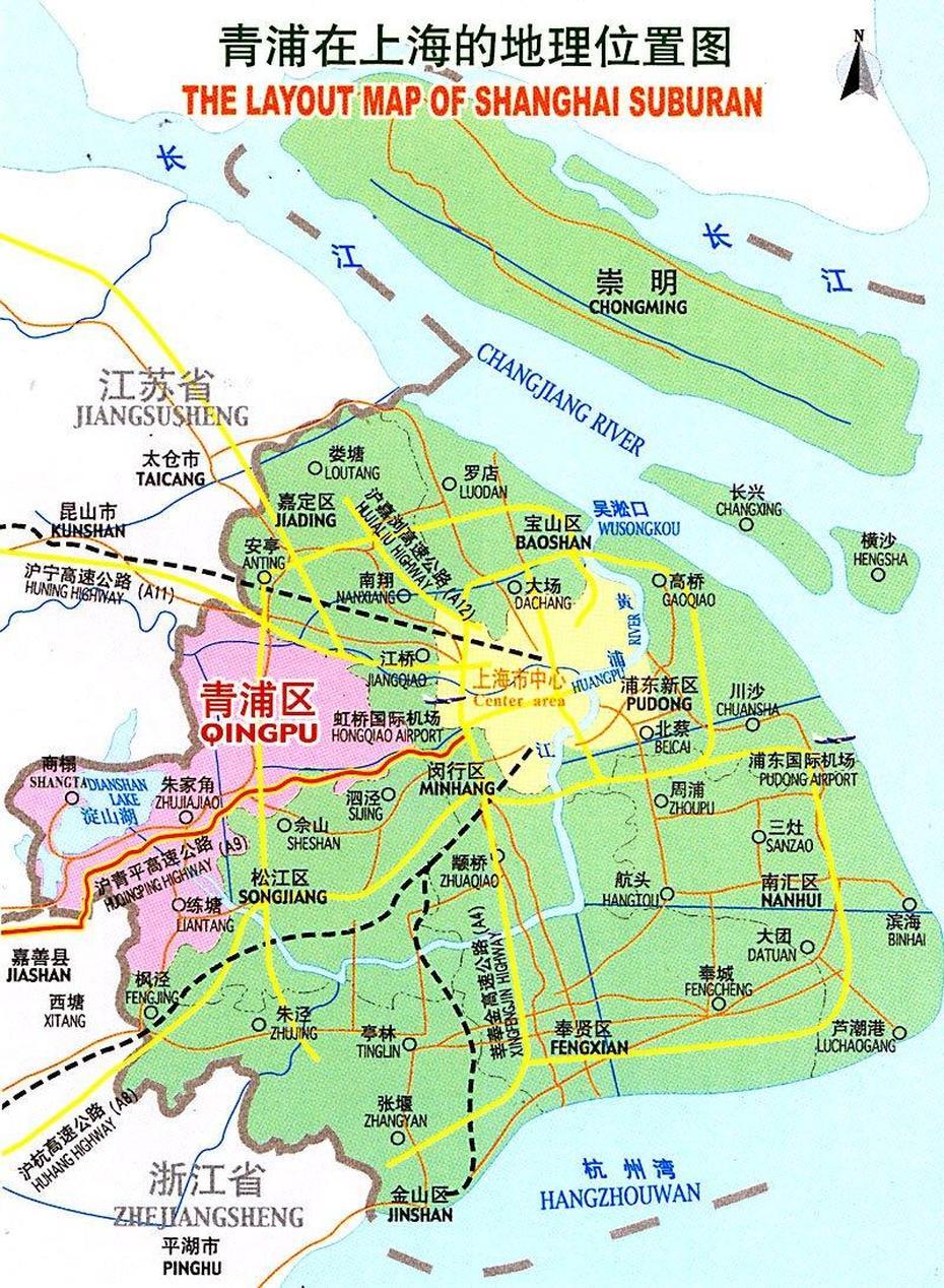 B”Shanghai Map, Map Of Shanghais Tourist Attractions And Subway”, Xinpu, China, Zhejiang Province China, Fujian Province China