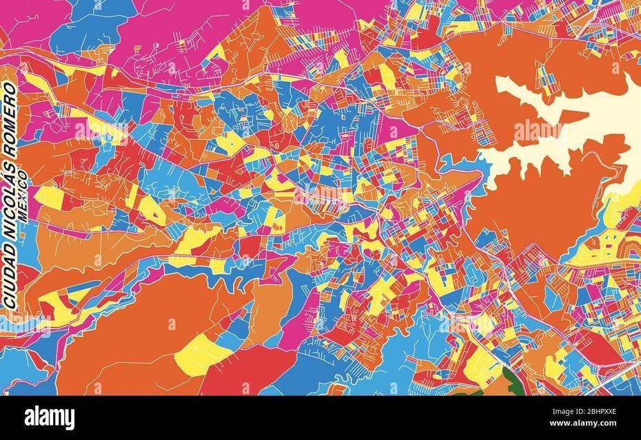 Colorful Vector Map Of Ciudad Nicolas Romero, Mexico, Mexico. Art Map …, Nicolás Romero, Mexico, Matias Romero, Nicolas Romero Municipio