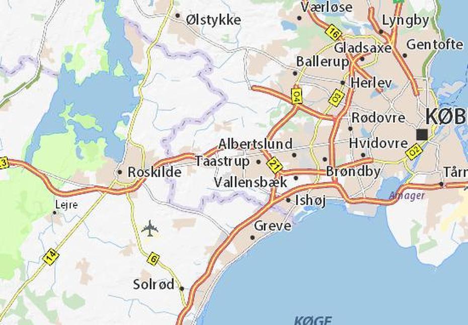 Denmark  With Cities, Kort Over Taastrup, Michelin Taastrup, Taastrup, Denmark