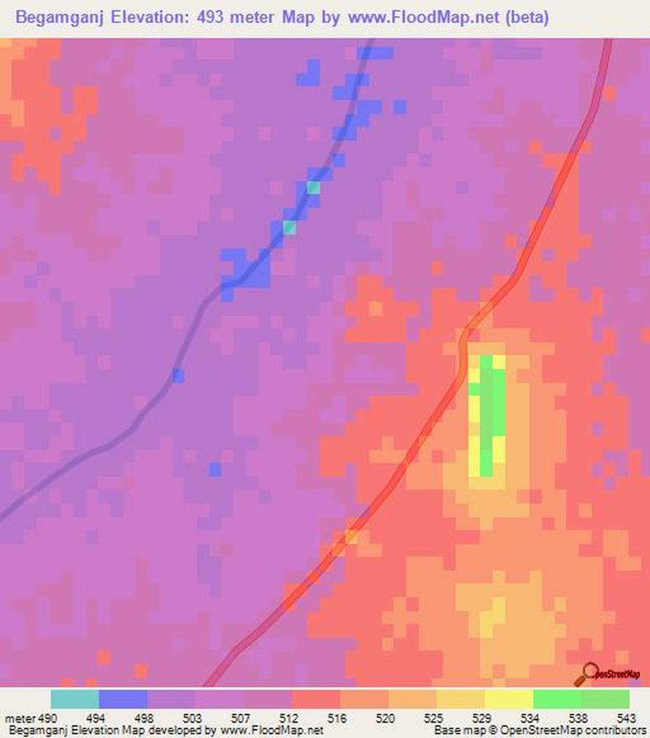 Elevation Of Begamganj,India Elevation Map, Topography, Contour, Begamganj, India, Patna Bihar, Bihar Road