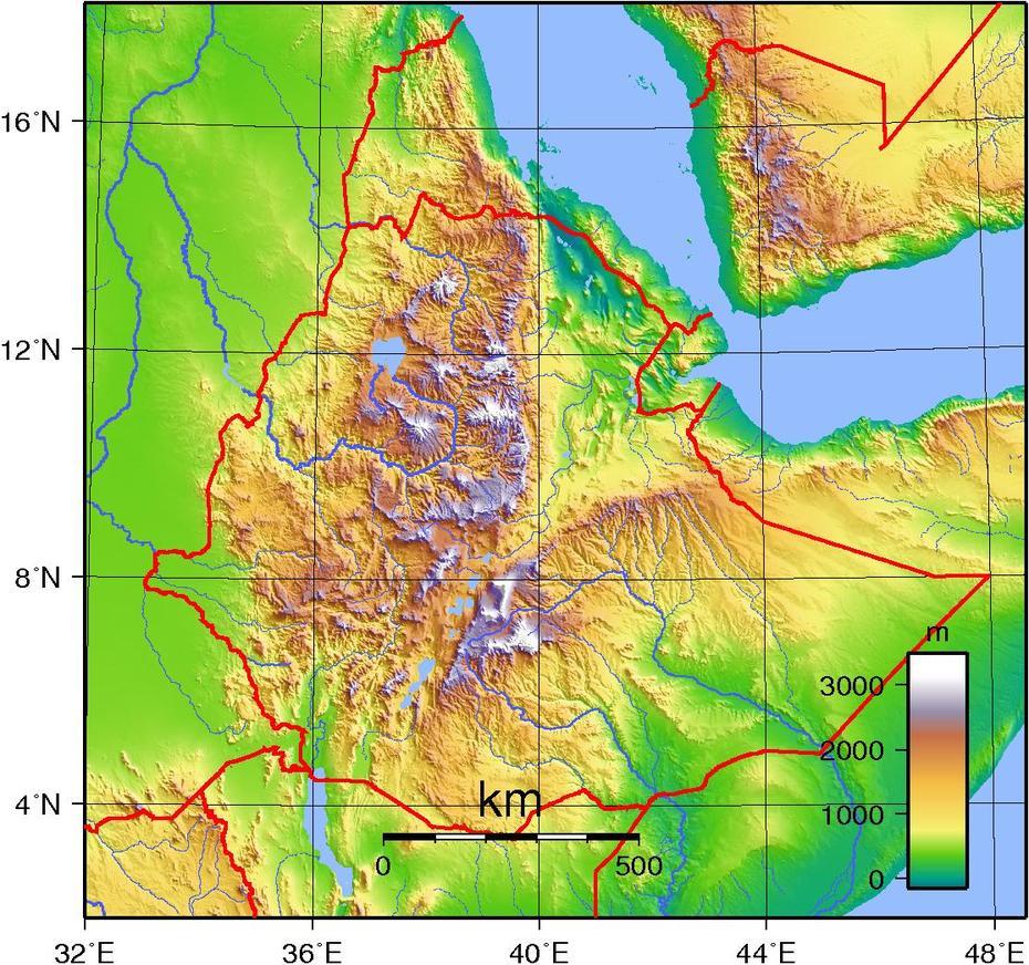 Ethiopian Elevation Map. You Can See The Ethiopian Highlands Getting …, Degeh Bur, Ethiopia, Ethiopia  Outline, Ethiopia Outline