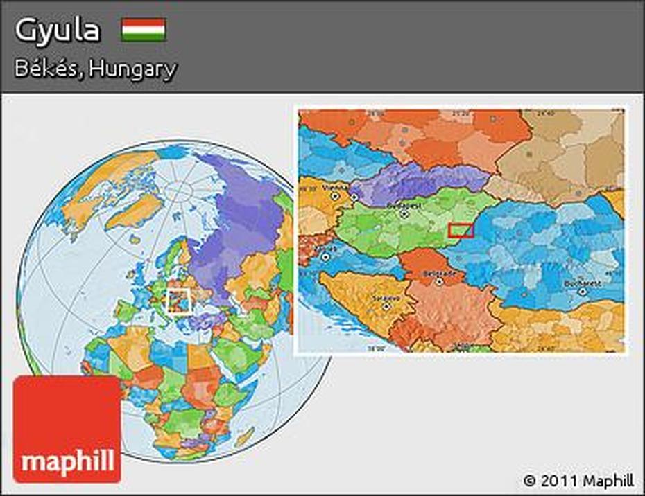 Free Political Location Map Of Gyula, Gyula, Hungary, Bodrogi Gyula, Gyula Tornai