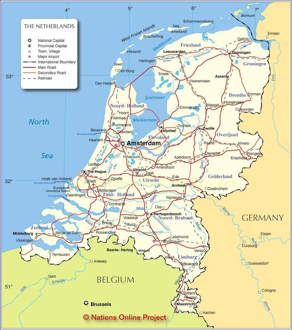 Holland Country Map – Map Of Holland And Surrounding Countries (Western …, Teijlingen, Netherlands, Netherlands Blank, Physical  Of The Netherlands