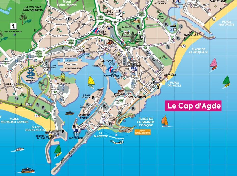 Le Plan De Ville Touristique Dagde – Imapping, Agde, France, Cape D  Edge, Cap D’Agde France Resort