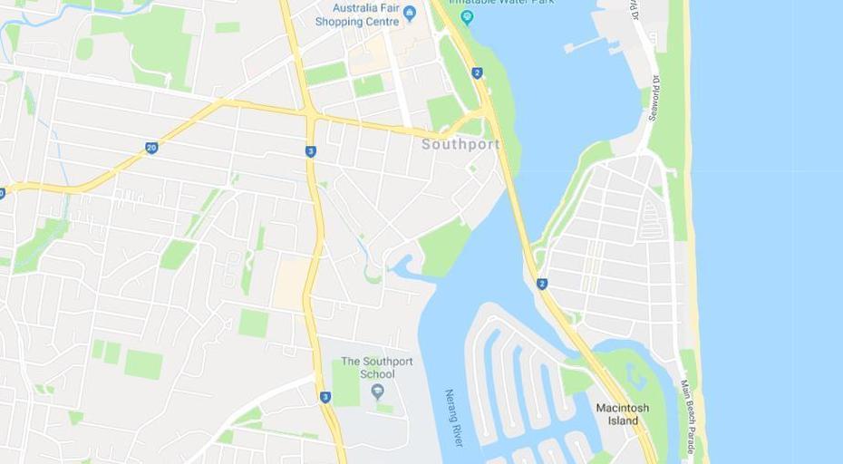 Map Of Southport In Gold Coast, Southport, Australia, Gold Coast  Australien, Gold Coast Beach Australia