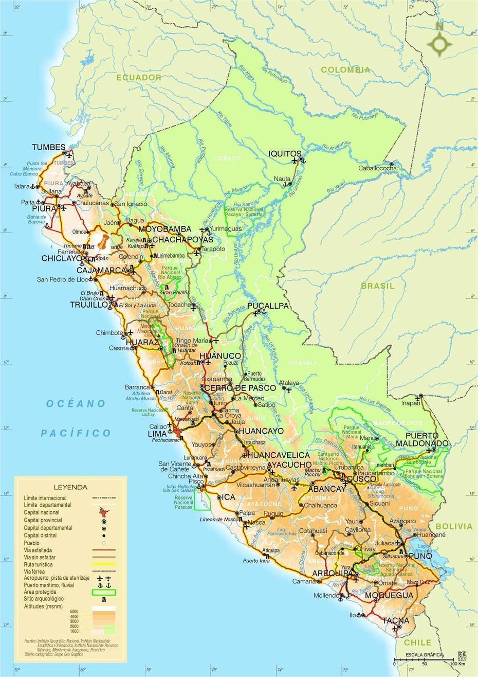 Peru Tourist Map – Peru  Mappery, Ilave, Peru, Peru City, Chiclayo Peru