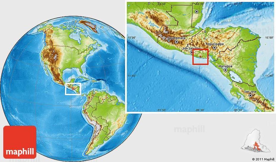 Physical Location Map Of Usulutan, Usulután, El Salvador, El Salvador Airport, Sonsonate El Salvador