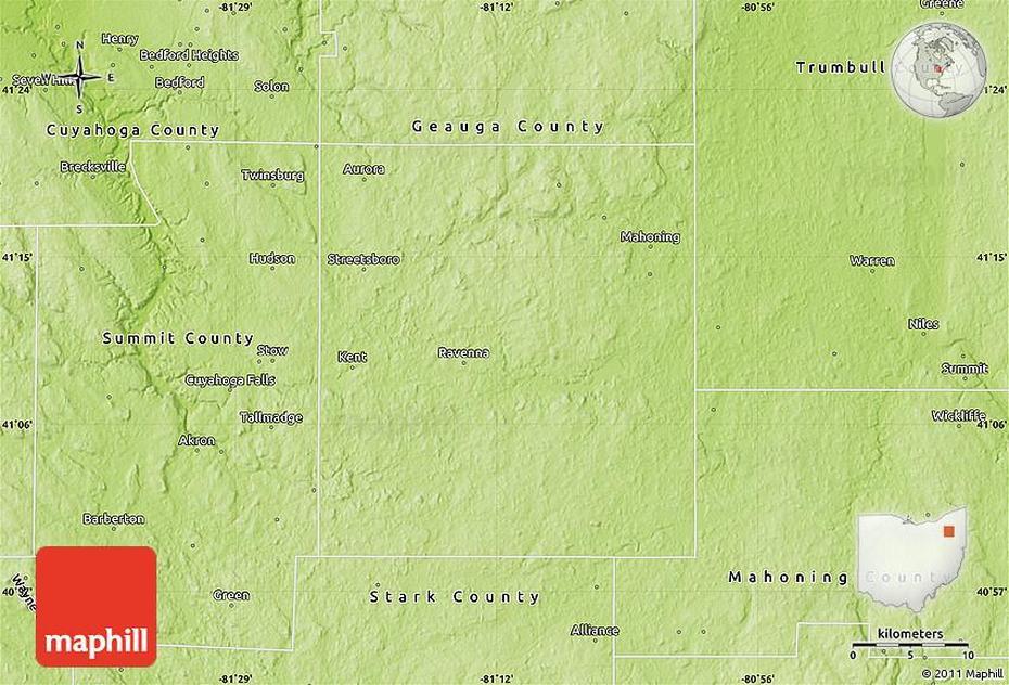 Physical Map Of Portage County, Portage, United States, Portage Wisconsin, Grand Portage Mn