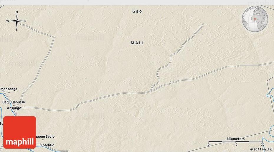 Shaded Relief 3D Map Of Ansongo, Ansongo, Mali, Dogon  Village, Mali Rebels