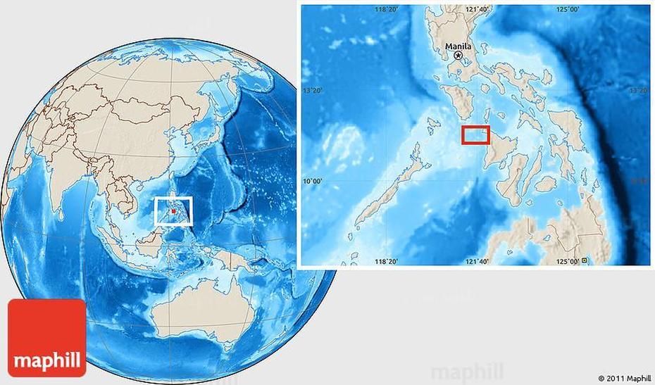 Shaded Relief Location Map Of Nabas, Nabas, Philippines, Al Naba, Naba Milano