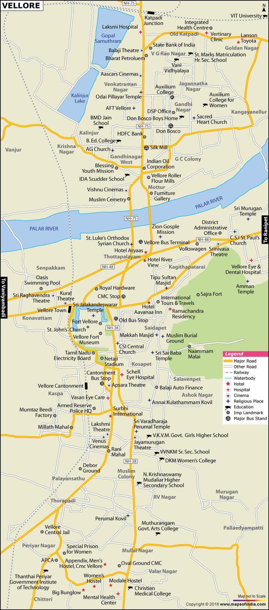 Vellore City Map, Vellore, India, Tuticorin, Golden Temple Vellore