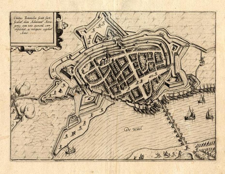 Antique Map-Zaltbommel-Netherlands-Guicciardini-1613: Karte …, Zaltbommel, Netherlands, Netherlands Bridge, Zaltbommelstraat  10 Rotterdam