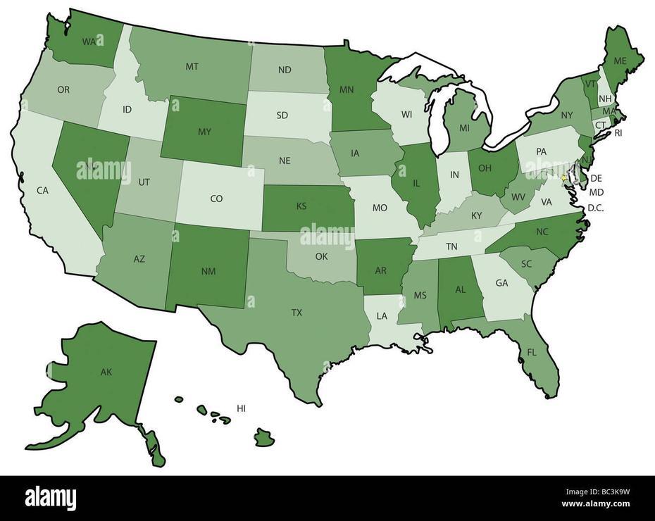 Basic United States, United States  Colored, Alamy, Green, United States