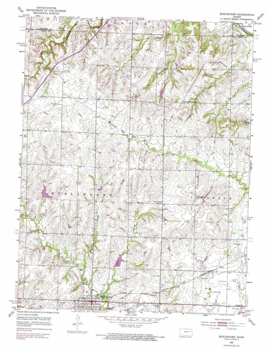 Burlingame Topographic Map, Ks – Usgs Topo Quad 38095G7, Burlingame, United States, Burlingame Ca, Burlingame State Park