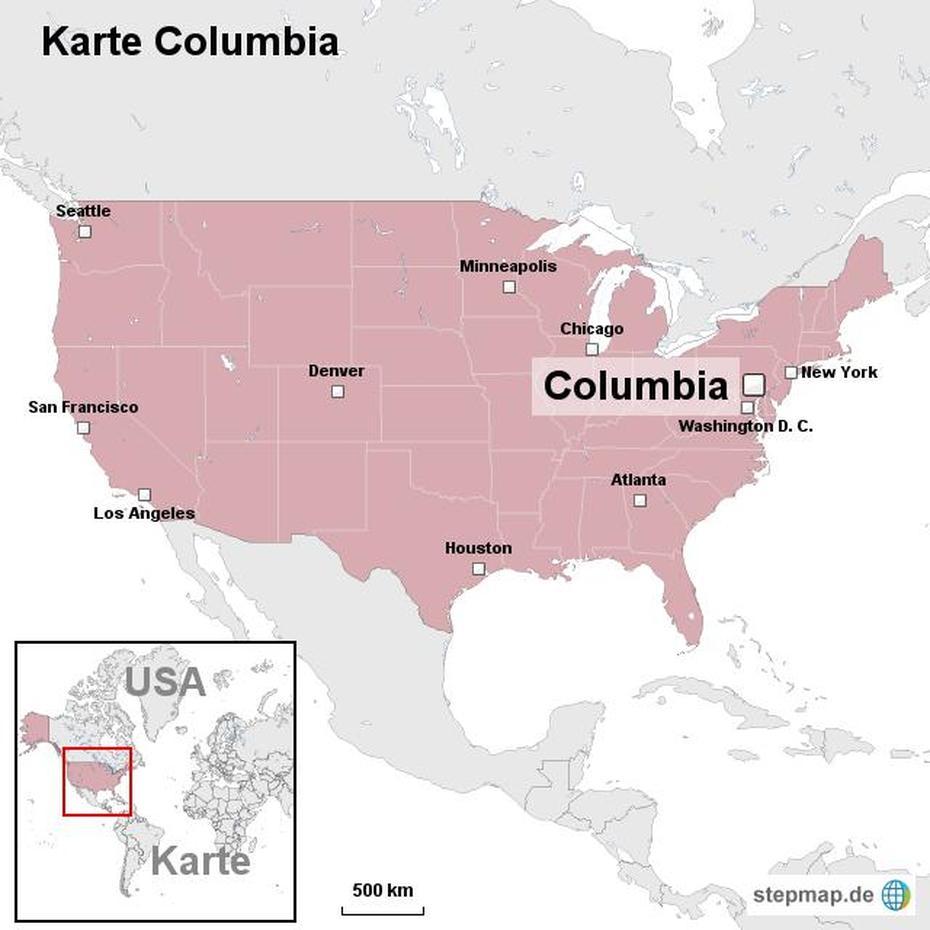 Columbia Usa Karte | Creactie, Columbia, United States, United States Satellite, Us  With Countries