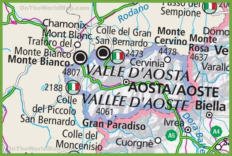 Large Detailed Aosta Valley Map | Aosta Valley, Aosta, Map, Aosta, Italy, Aosta Town, Val D’Aosta