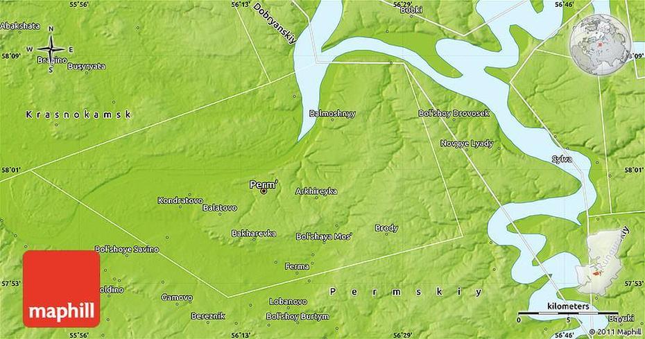 Physical Map Of Perm, Perm, Russia, Saratov Russia, Novgorod Russia