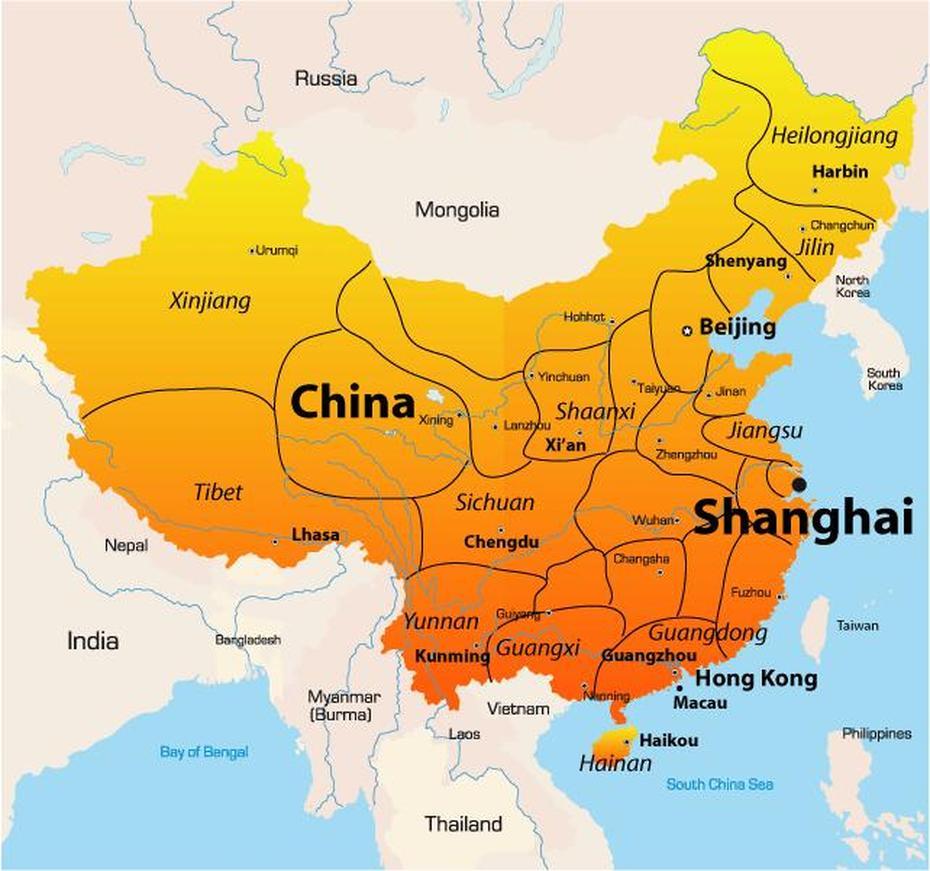 Shanghai Map Showing Attractions & Accommodation, Shanghai, China, China Atlas, Shandong China