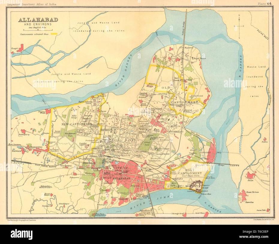 Allahabad / Prayagraj Town City Plan. Cantonment. British India 1931 …, Prayagraj, India, India  Simple, Kanpur India