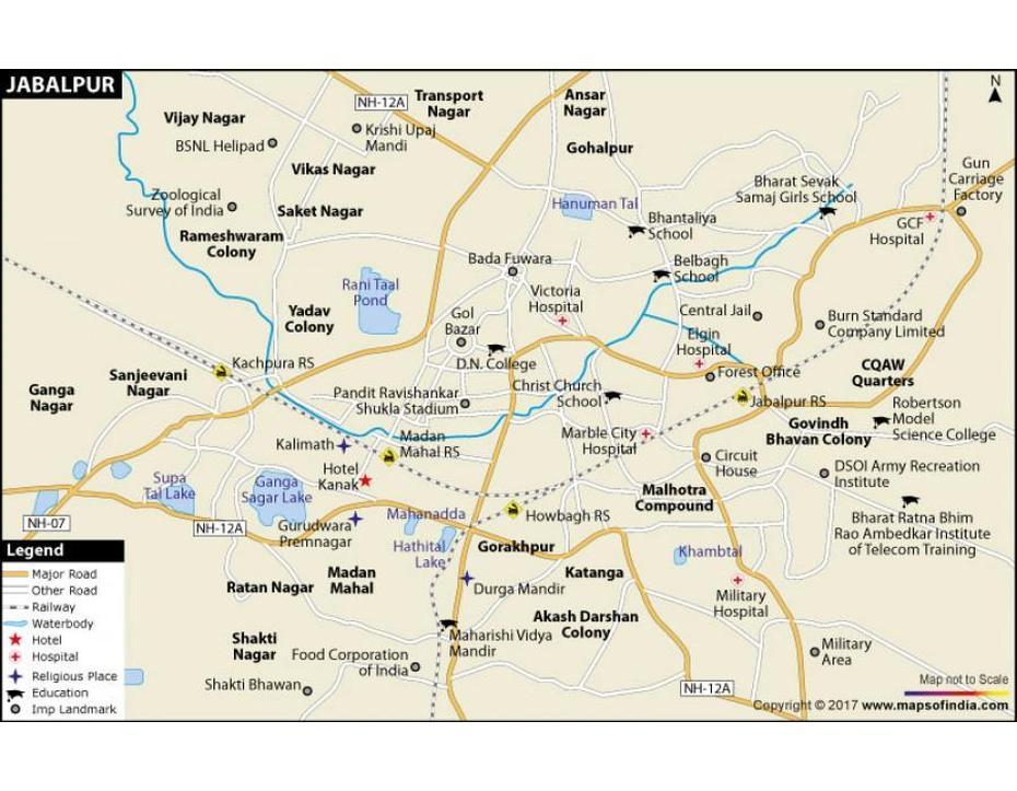 Buy Jabalpur City Map, Jabalpur, India, Jabalpur Mp, Jabalpur On