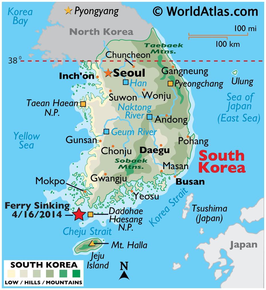 Detailed  South Korea, South Korea World, World Atlas, Heunghae, South Korea