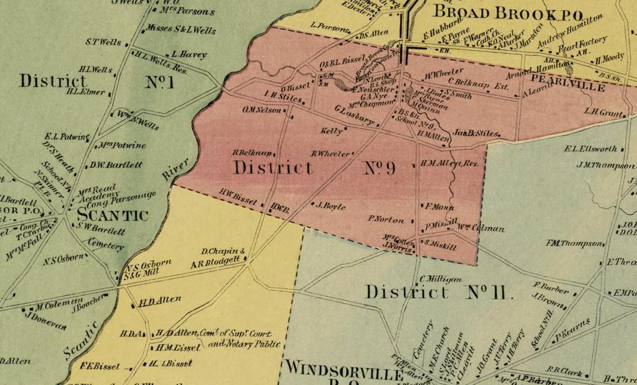Historic Landowners Map Of East Windsor, Connecticut From 1869 – Ct …, East Windsor, United States, South East Coast  United States, United States Highway
