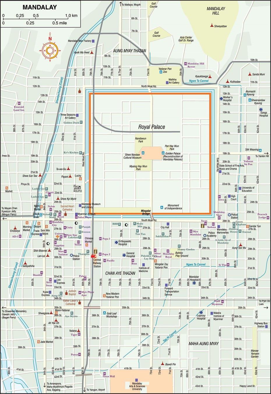 Large Mandalay Maps For Free Download And Print | High-Resolution And …, Mandalay, Myanmar, Mandalay Bay, Myanmar Location