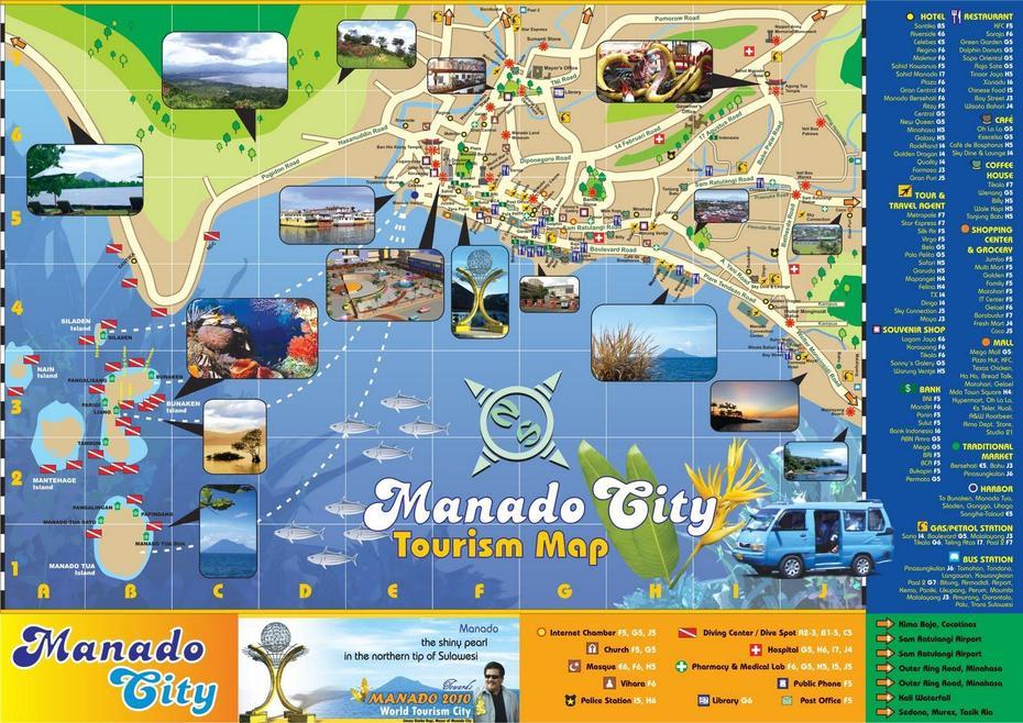 Manado Indonesia: Manado City Tour Map, Manado, Indonesia, Manado Sulawesi, Manado City