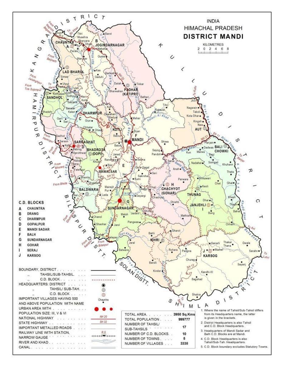 Mandi District Map – Himachal Pradesh General Studies, Mandi, India, Mandi, India