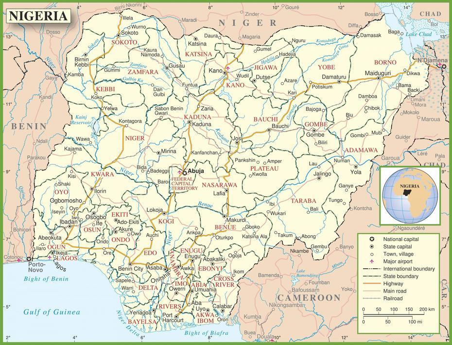 Map Of Nigeria – Complete Map Of Nigeria (Western Africa – Africa), Ilesa, Nigeria, Awolowo, Nigerian  Waterfalls