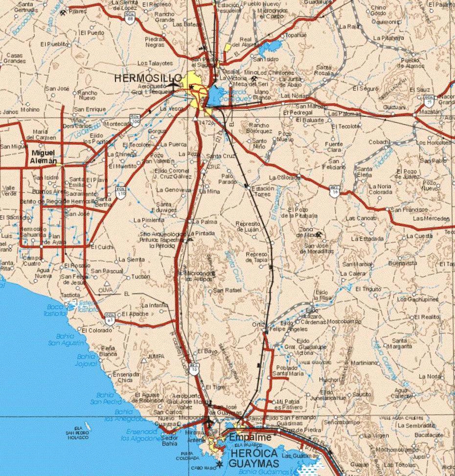 Mapa De Hermosillo, Hermosillo, Mexico, Hermosillo A, Obregon Sonora Mexico