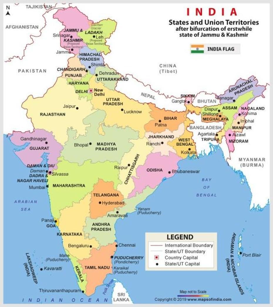 New Map Of India: Govt Releases New Political Map Of India Showing Uts …, Uttamapālaiyam, India, Tamil Nadu  Landscape, Suruli  Falls