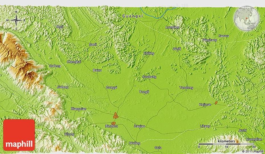 Physical 3D Map Of Binzhou, Binzhou, China, Yiwu China, Fujian Tourist