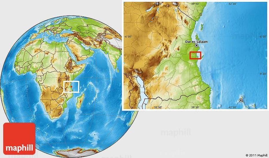 Physical Location Map Of Kibiti, Kibiti, Tanzania, Fish  Eggs, Zanzibar Location