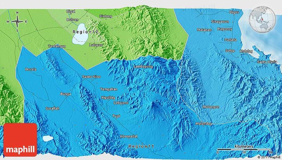 Political 3D Map Of Sulop, Sulop, Philippines, Philippine  No Label, Big Philippine