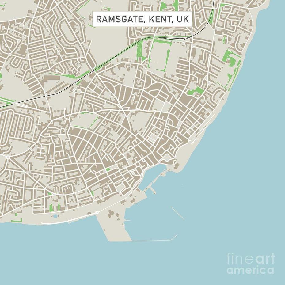 Ramsgate Kent Uk City Street Map Digital Art By Frank Ramspott, Ramsgate, United Kingdom, United Kingdom Country, Road  Of United Kingdom